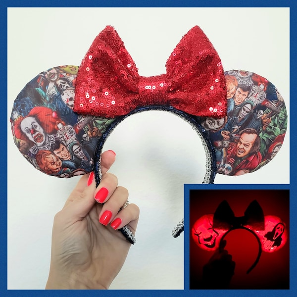 Halloween Horror Mickey Mouse Ears Headband, Nighttime Surprise Ears, Ready to Ship, Scary Movies, Creepy Clown, Mickey's Not so Scary Party