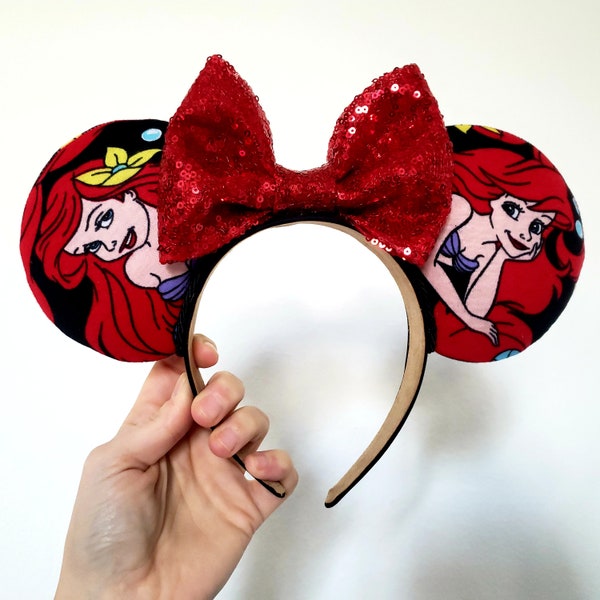 Ariel Minnie Mouse Ears Headband, Under the Sea Little Mermaid, Disney Parks Ears, Mermaid Mickey Ears, Disney Bound, RTS Ariel Cosplay Ears