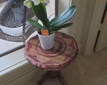 Handmade Hand Carved Wooden Stool Chowki | Boho Pooja Stand, Side Table All Parpass Usde
