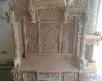 Handmade Teakwood Temple for Home, Hand Carved Mandir