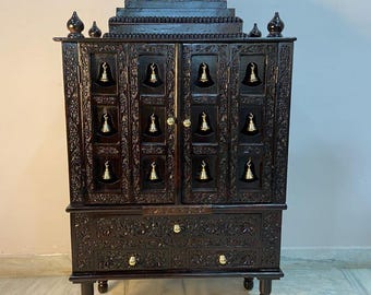 Handmade Teakwood Temple for Home, Hand Carved Mandir