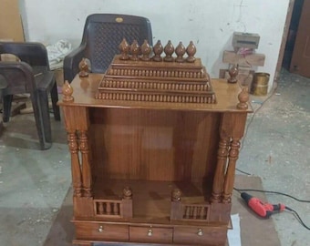Handmade Wooden Temple, Spiritual Home Altar, Prayer Room Decor