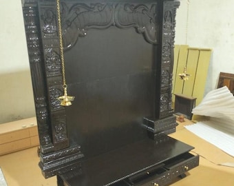 Handmade Teakwood Temple: Carved Wooden Mandir for Home