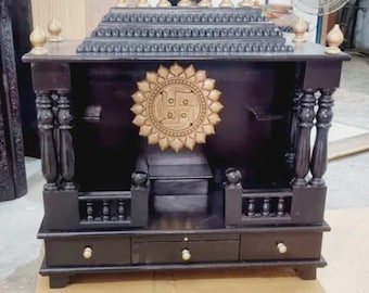 Handmade Teakwood Temple: Carved Wooden Mandir for Home