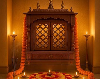 Handmade Teakwood Temple for Home, Hand Carved Pooja Mandir