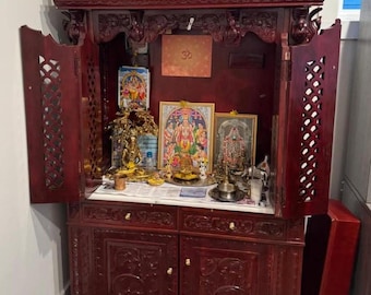 Handmade Teakwood Temple: Carved Wooden Mandir for Home