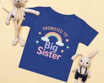Big Sister Tshirt Baby Announcement - Promoted To Big Sister Personalised Gift, Siblings Pregnancy Reveal, Kids Tee Cute T-Shirt New Sister