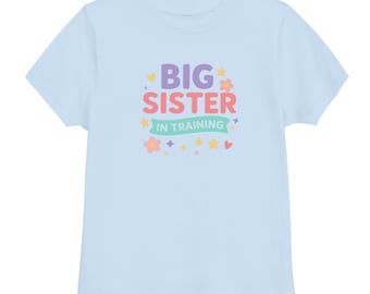 Big Sister Tshirt Baby Announcement - Big Sister In Training Personalised Gift, Siblings Pregnancy Reveal, Kids Tee Cute T-Shirt New Sister