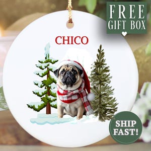 Adorno de perro personalizado, adorno navideño personalizado para perro, regalo para amantes de los perros, adorno navideño personalizado, recuerdo de perro, adorno navideño para perro.