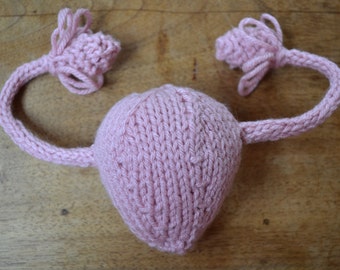 Life-size knitted uterus for perinatal or sexual education (Made to order)