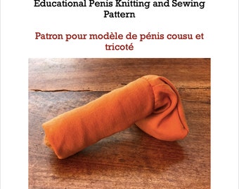 Penis model with retractable fabric foreskin pattern and instructions