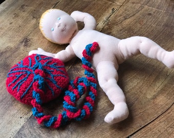 Newborn doll and crochet placenta