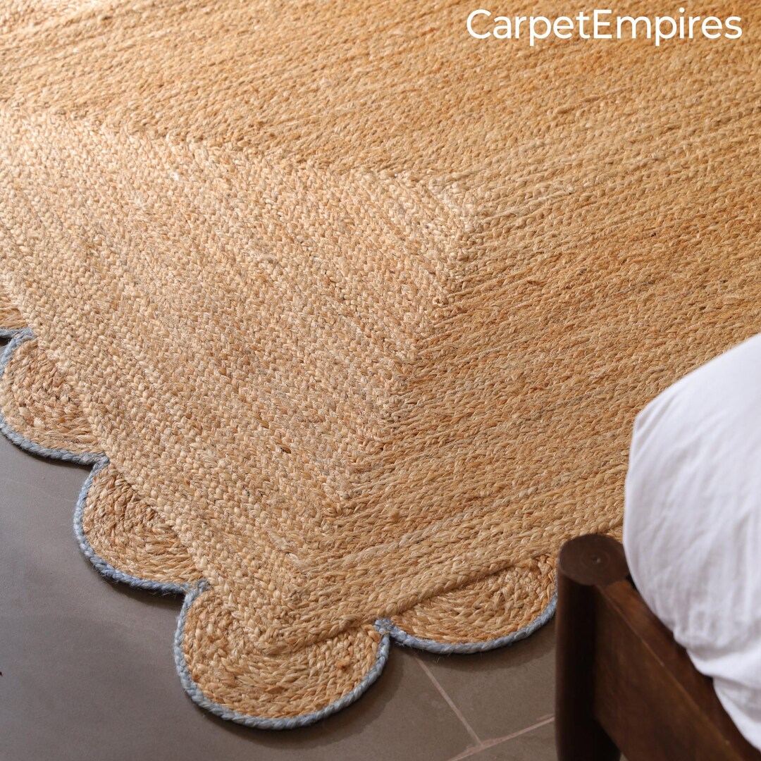 Wave Edge Rug Scalloped Jute Rug, Every Color Scallop Rug, Wave Edge Rug ,natural ...