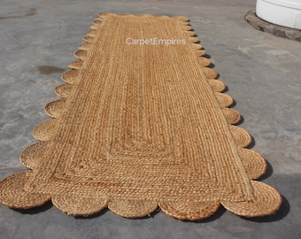 Scalloped Sisal Runner Rug, Jute Scallop Rug, Jute Runner Rug, Natural Jute Rug, Hallway Runner Rug, Runner Custom Rug, Custom Size Runner