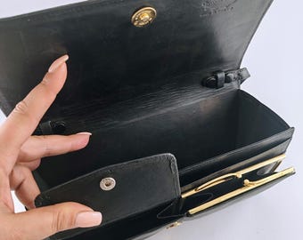 Vintage Genuine Leather Shoulder Bag Black Vintage Purse