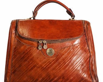 Astore Italian Leather Bag | Handmade in Italy | Rich Brown Leather Handbag | Structured 90s Designer Style | Timeless Classic