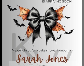 Boo Bat Spooky Gothic Baby Shower Invitation | Editable Template | Halloween Baby Shower | Printable Goth Invite | Gender Neutral