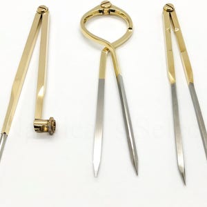 Nautical's Select 8” Solid Brass Straight Pattern Single Divider Pencil Compass – Set Of 3 In Rexine Case | (Stainless Steel Tips)