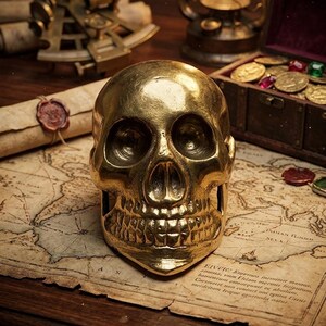 Mango de latón náutico con forma de calavera para bastones, estilo antiguo vintage, 12,7 cm (5 pulgadas)