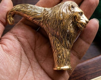 Canne de marche vintage avec poignée en laiton en forme de tête de lion, cadeau pour homme/femme