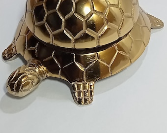 Sonnette de bureau vintage en laiton, motif tortue, 12,7 cm (5 pouces) - Sonnette de service puissante en laiton