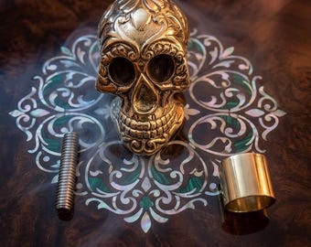 Mango de bastón con forma de calavera de latón macizo, remate para bastón (11 cm)