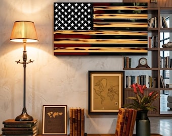 Drapeau américain rustique en bois : Décoration murale patriotique de style ferme