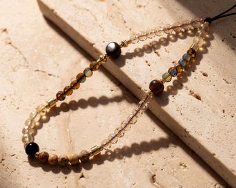 Natural Stone Beaded Phone Charm Boho Gemstone Phone Jewelry