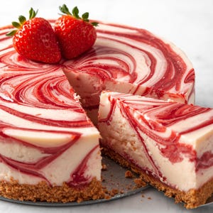 Creamy Strawberry Swirl Cheesecake Recipe