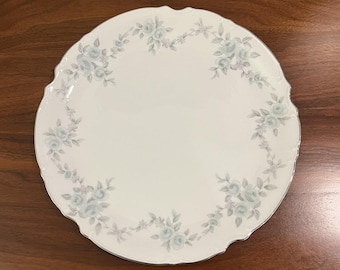 Mikasa Barbizon Fine China Serving Platter, Blue Floral, Platinum Rim