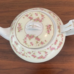 Vintage Porcelain Teapot marked Thun, Bohemia, Czechoslovakia, Rosemary