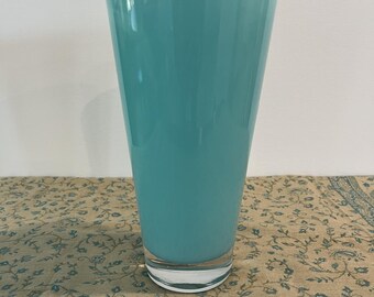 Soffieria Parise Blown Glass Flute Blue Venice Italy Vintage Vetro