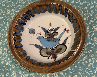 Hand-Painted Mexican Tonala Ceramic Pedestal Serving Bowl by Ken Edwards