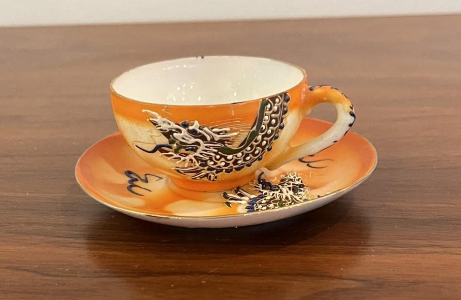 Orange Tea Set With Dragon Japan - Etsy