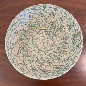 Green Spongeware Robinson Ransbottom Pottery 9 1/2 Inch Bowl