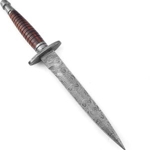 Daga de palillo de dientes ARKANSAS con hoja de acero de Damasco, daga forjada a mano, regalos de aniversario, daga medieval, regalo de novio, daga de comando de EE. UU.