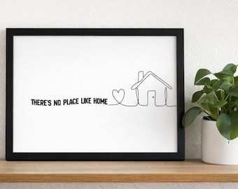 Bold Framed Quote Art | there's no place like home | Modern Wall Decor