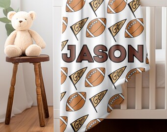 Personalized  Football Season Hobby Blanket Custom Name Fleece Throw - Sports, Music, Travel