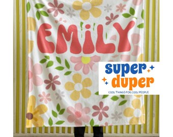 Personalized Floral Throw Blanket: Custom Name Initial, Soft Fleece