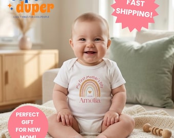 Personalized Baby Bodysuit First Mothers Day Custom Baby Girl Outfit My First Mothers Day with Mommy Cute Baby Shower Gift Infant Onesie
