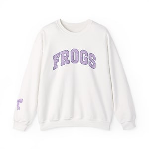 TCU Horned Frogs Floral Crewneck Sweatshirt, Bow Detail Sleeve, Oversized Jumper, College Team Spirit Apparel, Game Day Attire