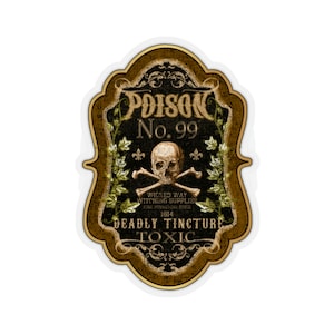 Vintage Poison Apothecary Bottle, Halloween Label Kiss-Cut Stickers