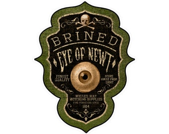 Vintage Poison Apothecary Bottle - Eye of Newt, Halloween Label Kiss-Cut Vinyl Decals