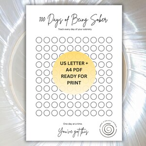 100 Days of Being Sober Printable Tracker | Minimal Sobriety Tracker PDF | Recovery Habit Tracker | US Letter / A4