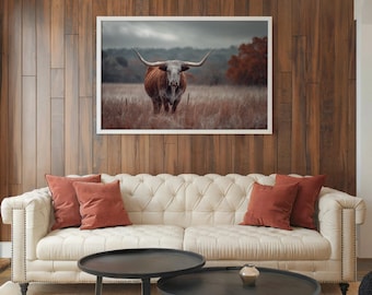 Texas Longhorn Wall Art Western Cattle Ranch Landscape Rustic Prairie Wildlife Photography Artwork