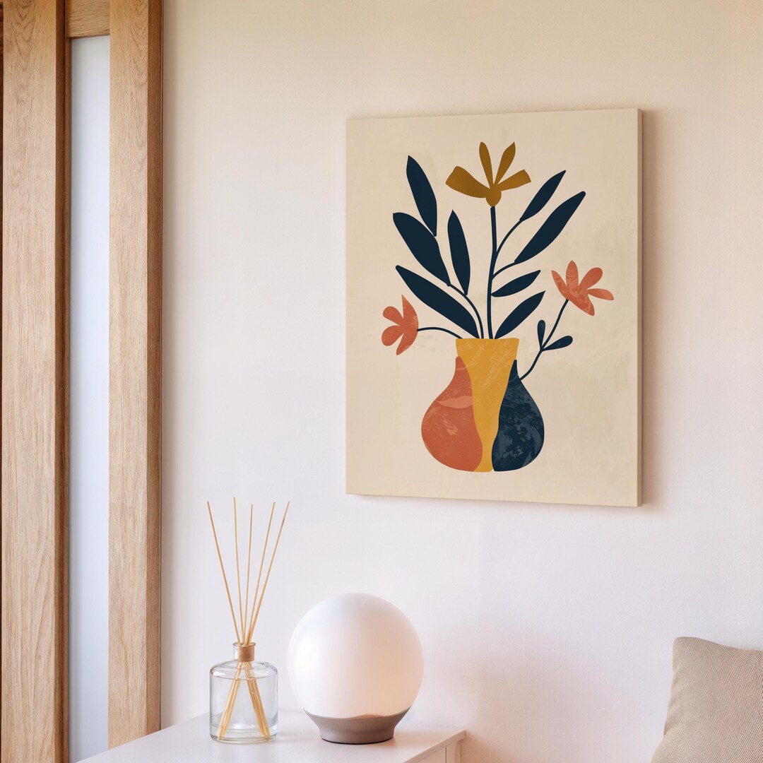 Modern Botanical Wall Art Minimal Floral Vase Contemporary Artwork - Etsy