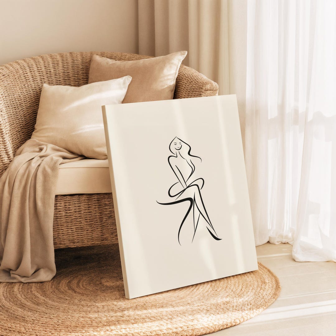 Minimalist Woman Line Art Print, Abstract Feminine Figure Wall Decor - Etsy
