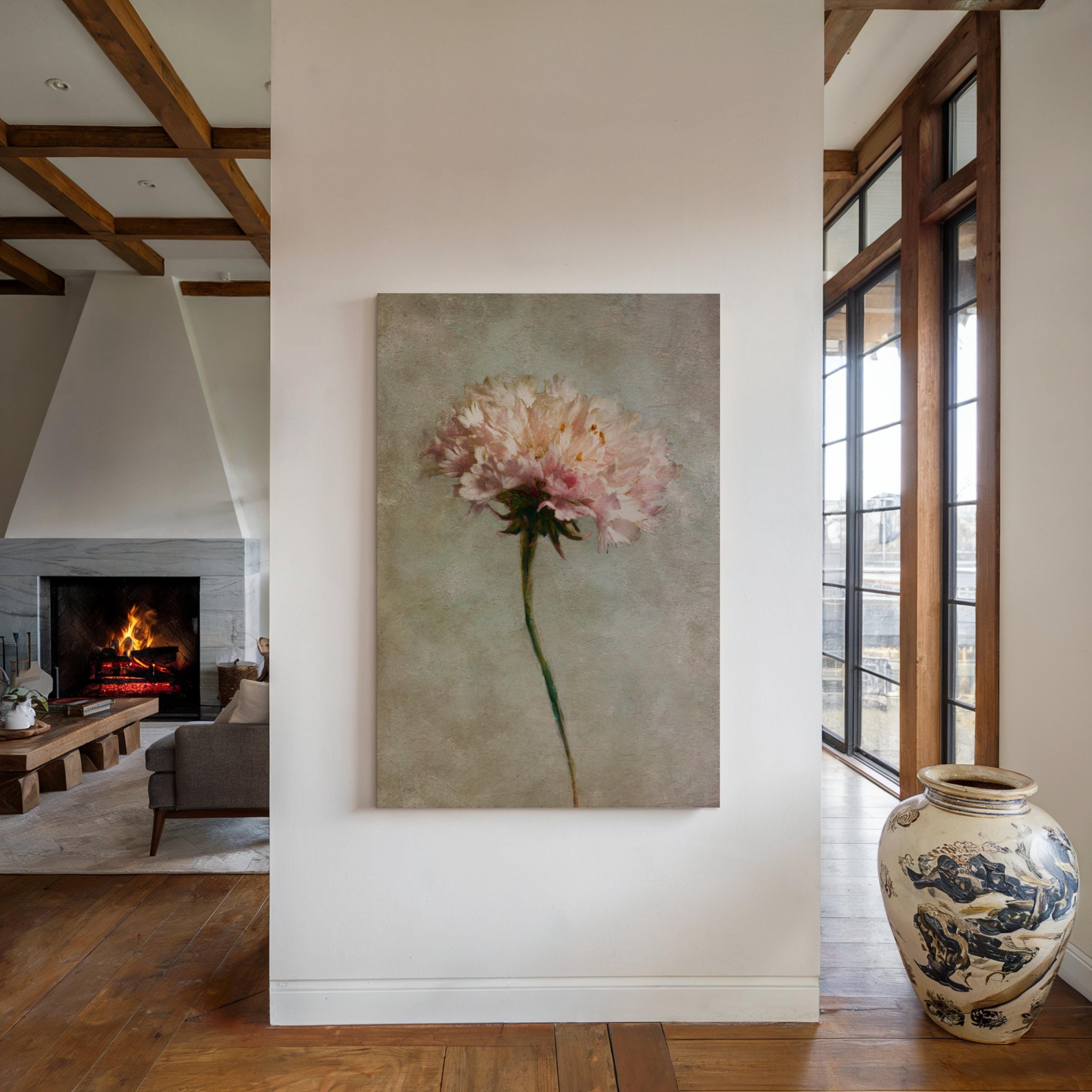 Pink Peony Wall Art Soft Floral Botanical Painting Romantic Vintage ...