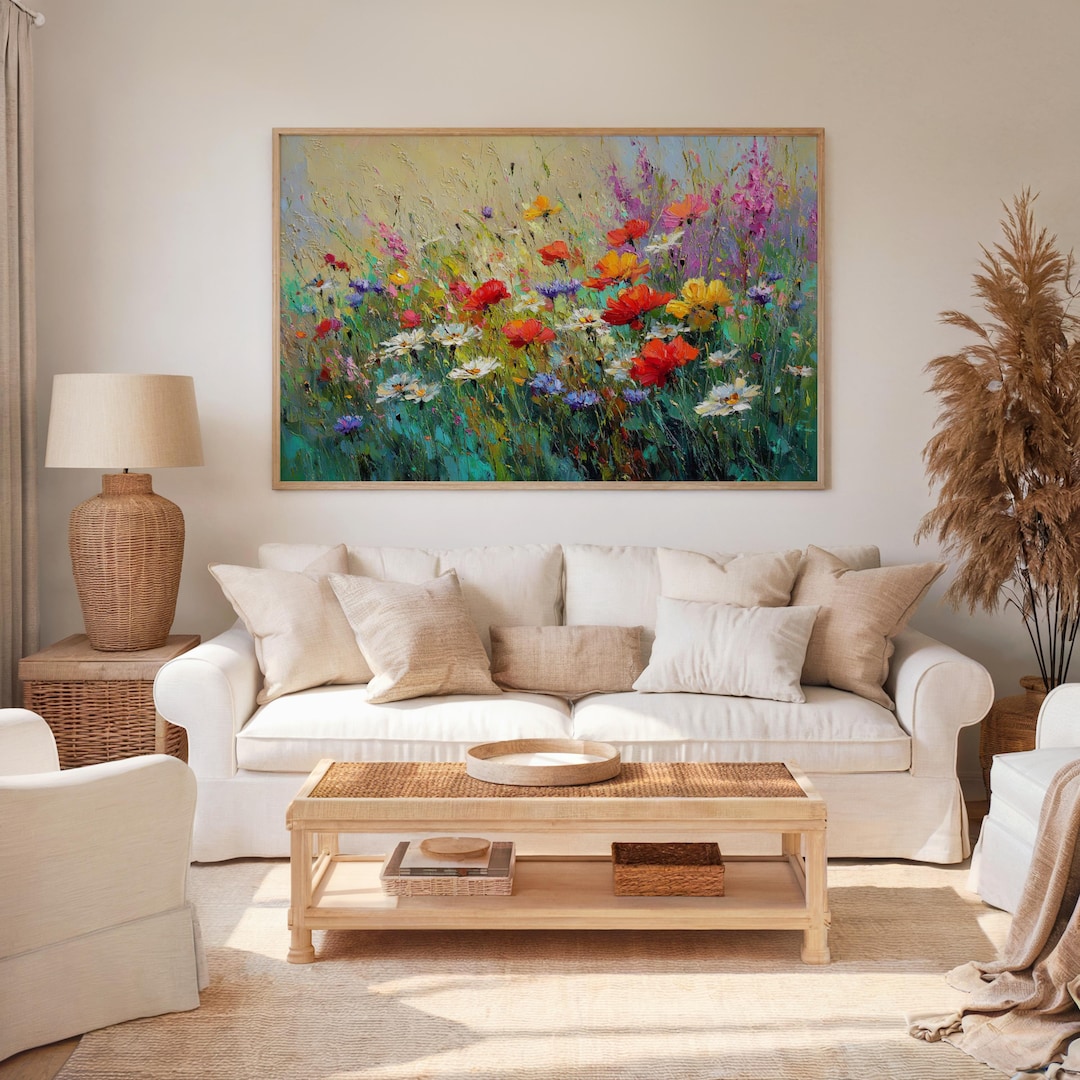Wildflower Meadow Canvas and Poster Art, Colorful Impressionist Floral ...