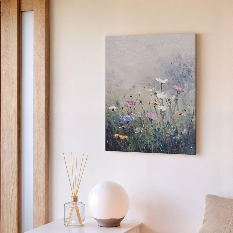 Wildflower Meadow Wall Art Soft Pastel Floral Field Painting Print - Etsy